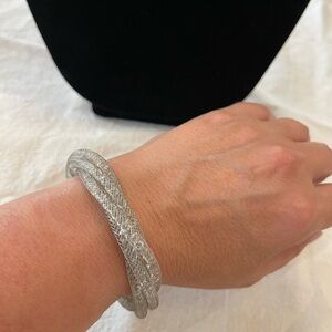 Silver Sparkling Crystal Bangle Bracelet